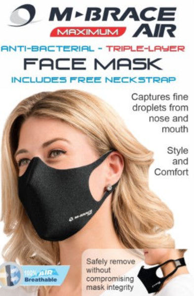 Picture of Regular Face Mask - M-Brace Anti-Bacterial, 3 Layer - Black